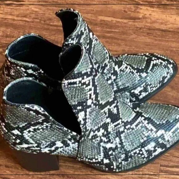 Ankle Booties / Boot Snakeskin Chunky Heel Size 41 9.5 Lala Ikai - Picture 6 of 6